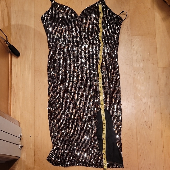 City Studio Black and Silver Sequin Prom Dress - Picture 3 of 4